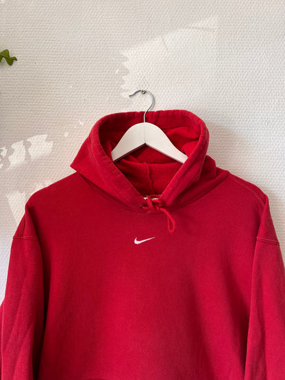 90s Nike Center Logo Mini Swoosh Hoodie Red – Large