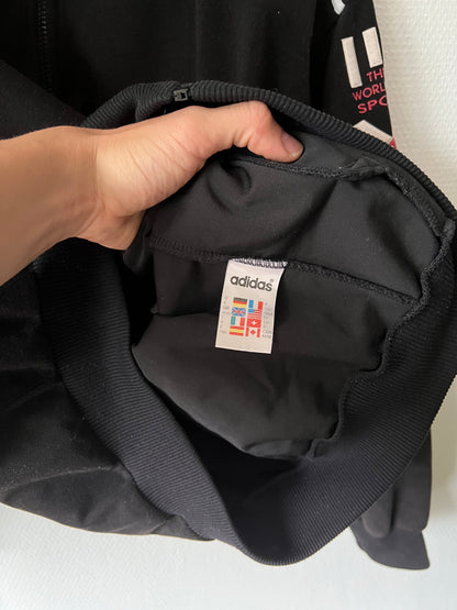 90s Adidas Velour Full Zip Track Jacket Black – Medium