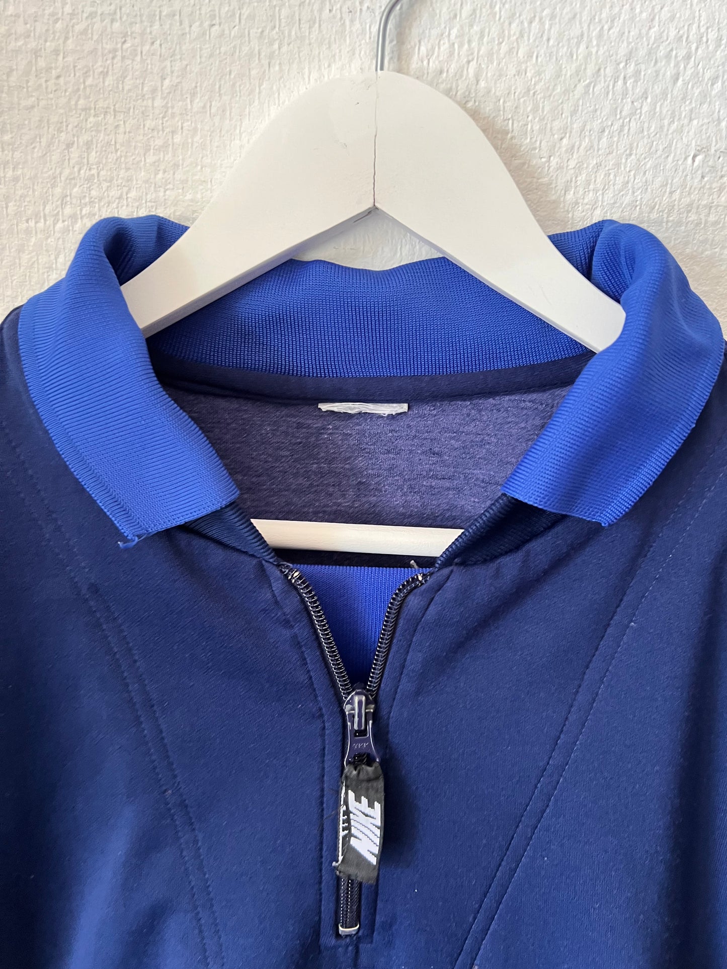 90s Nike Embroidered Big Swoosh 1/4 Zip Up Sweatshirt Navy – Medium