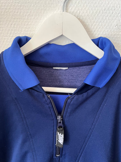 90s Nike Embroidered Big Swoosh 1/4 Zip Up Sweatshirt Navy – Medium
