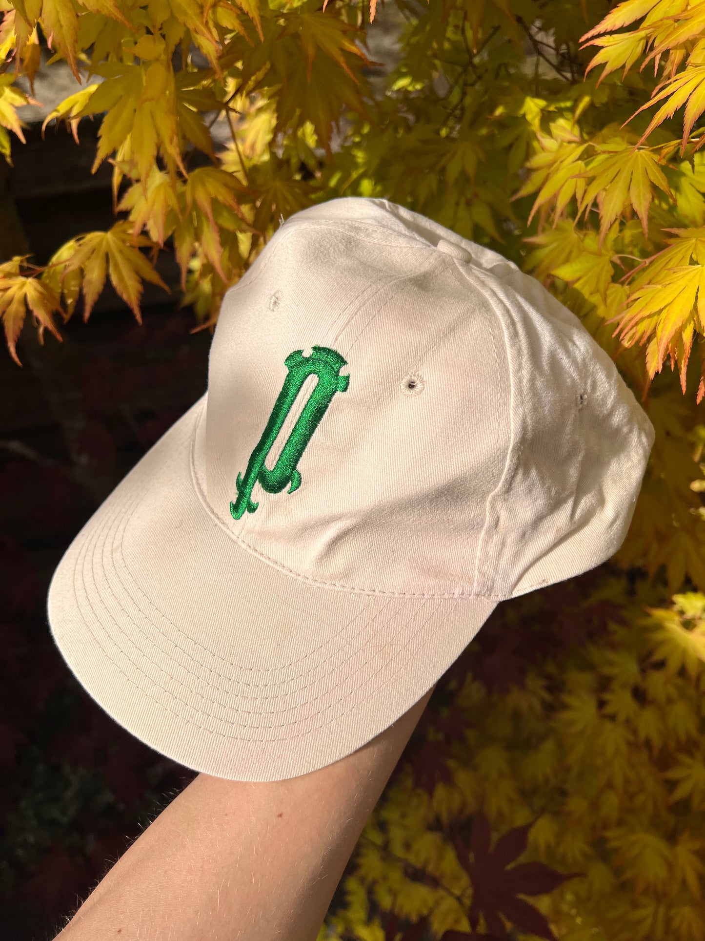 90s Perrier Embroidered Big P Strapback Cap Beige – Medium