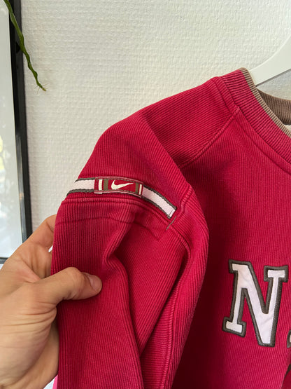 90s Nike Embroidered Big Logo Heavy Crewneck Sweatshirt Red – Small