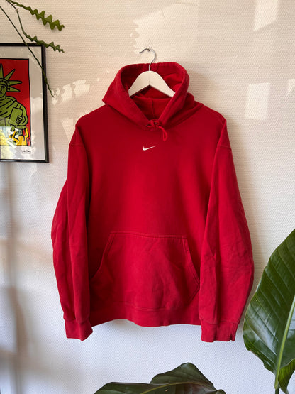 90s Nike Center Logo Mini Swoosh Hoodie Red – Large
