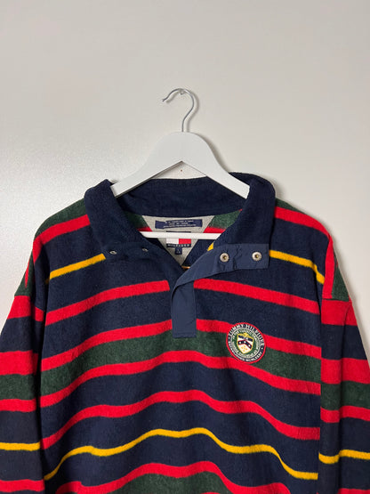 90's Tommy Hilfiger Striped 1/4 Button Fleece – XLarge