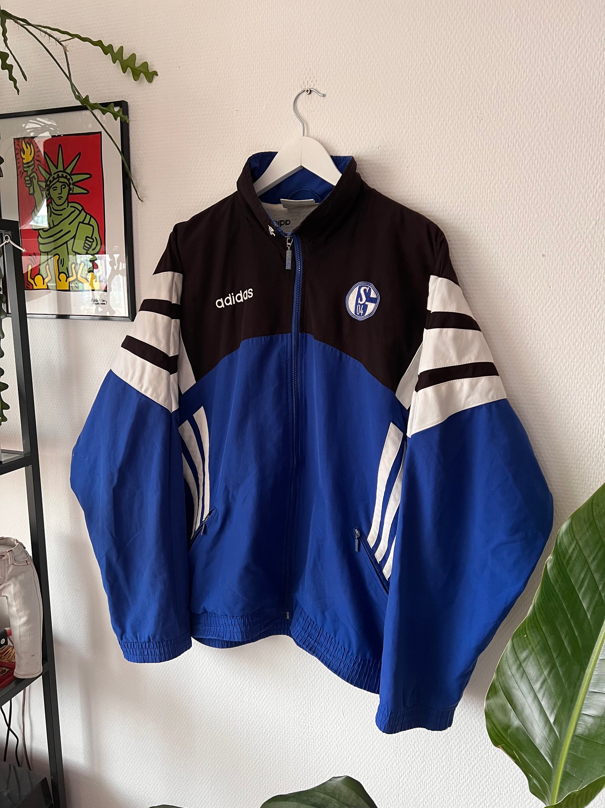 90s Adidas Bundesliga Schalke Full Zip Track Jacket Blue – Large