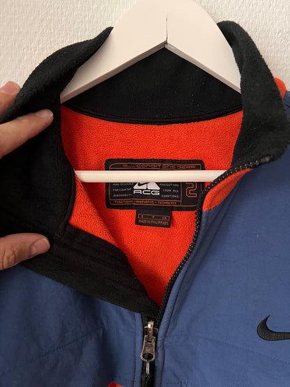 90s Nike ACG 2 Layer Full Zip Tactical Fleece Jacket Orange – Small