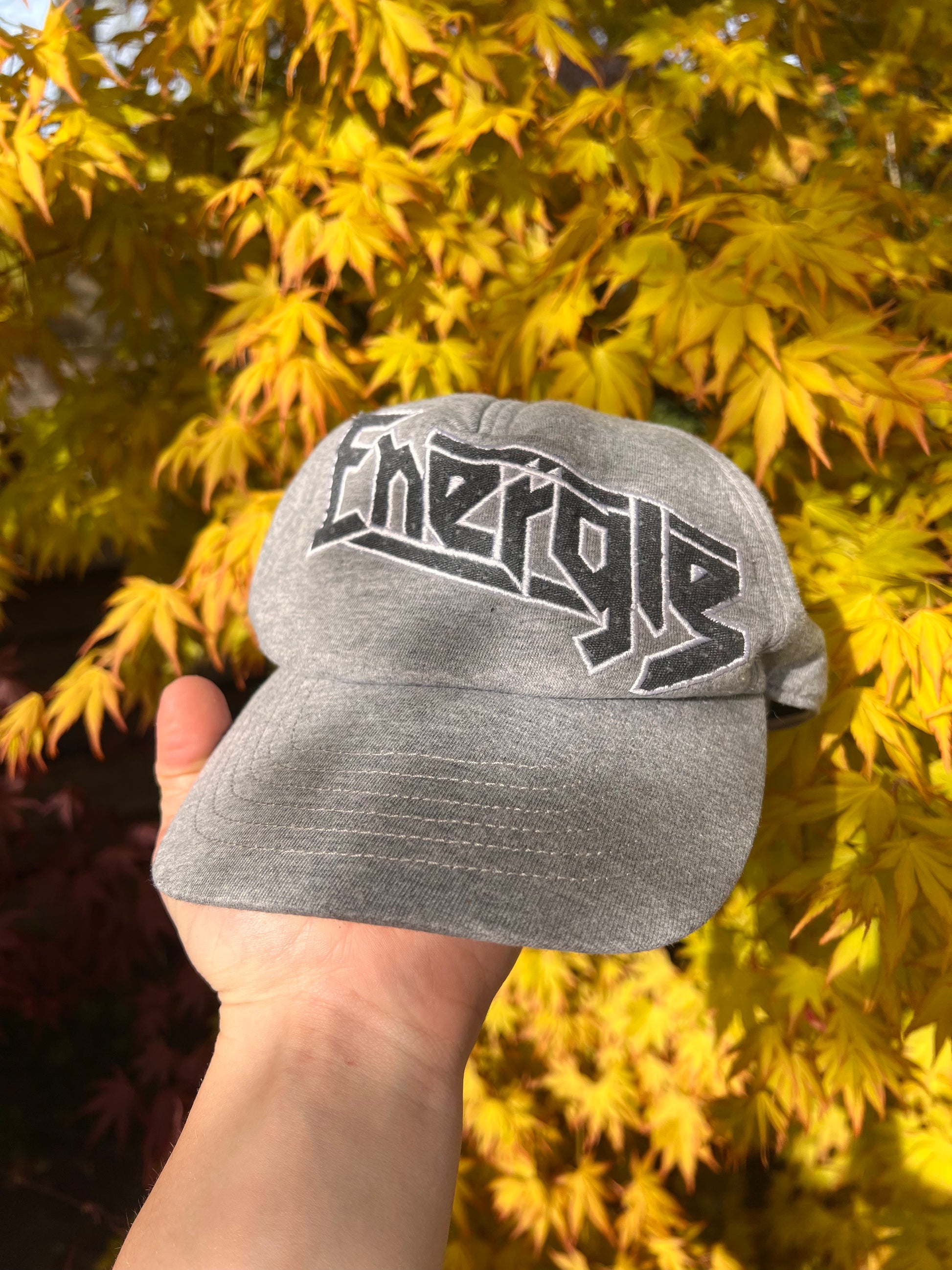 2000s Energie Embroidered Spellout Snapback Cap Grey – One Size