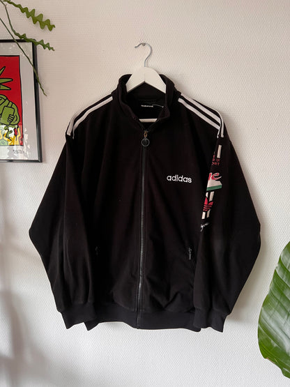 90s Adidas Velour Full Zip Track Jacket Black – Medium