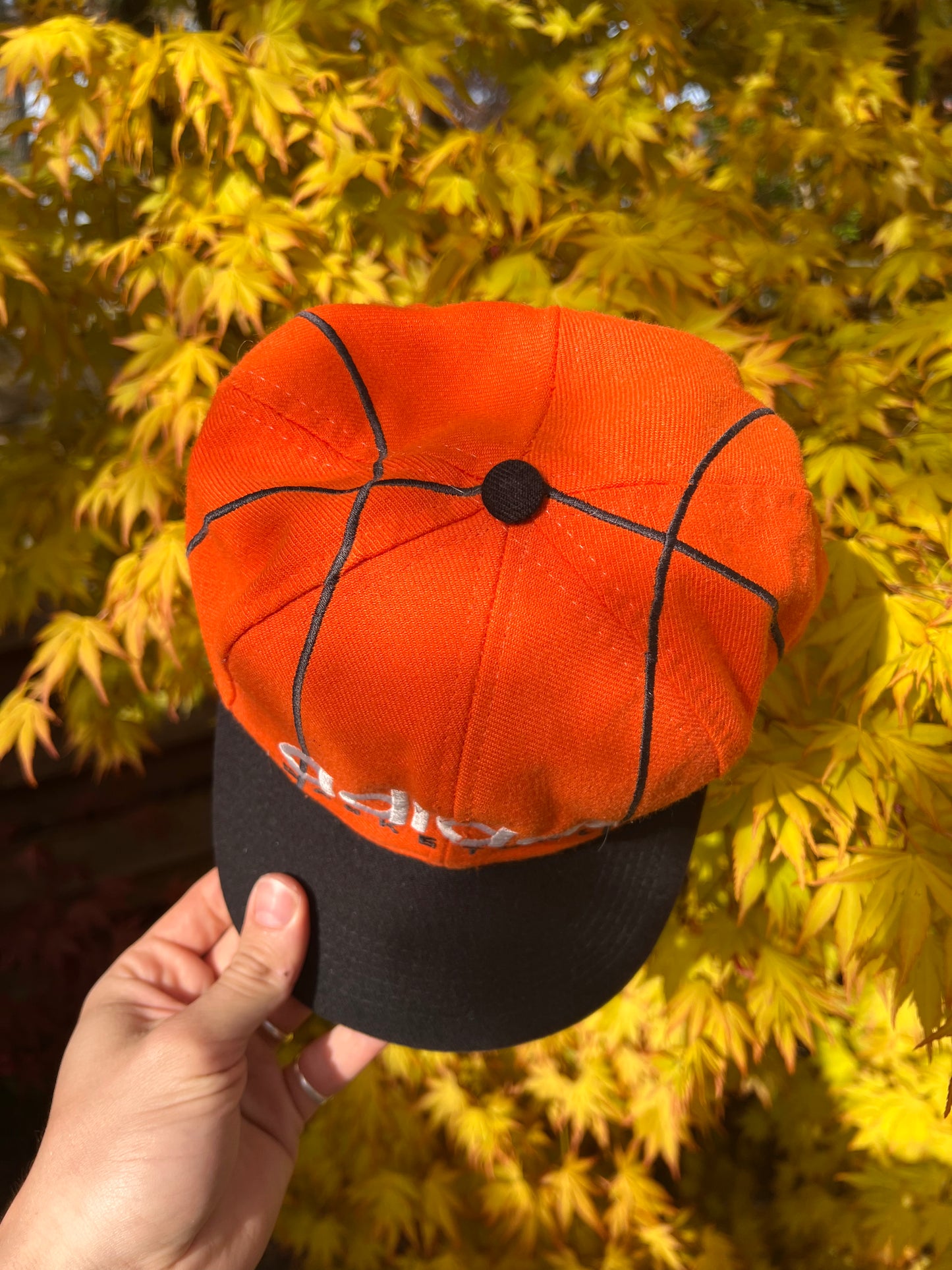 90s Adidas Basketball Snapback Cap Orange – One Size