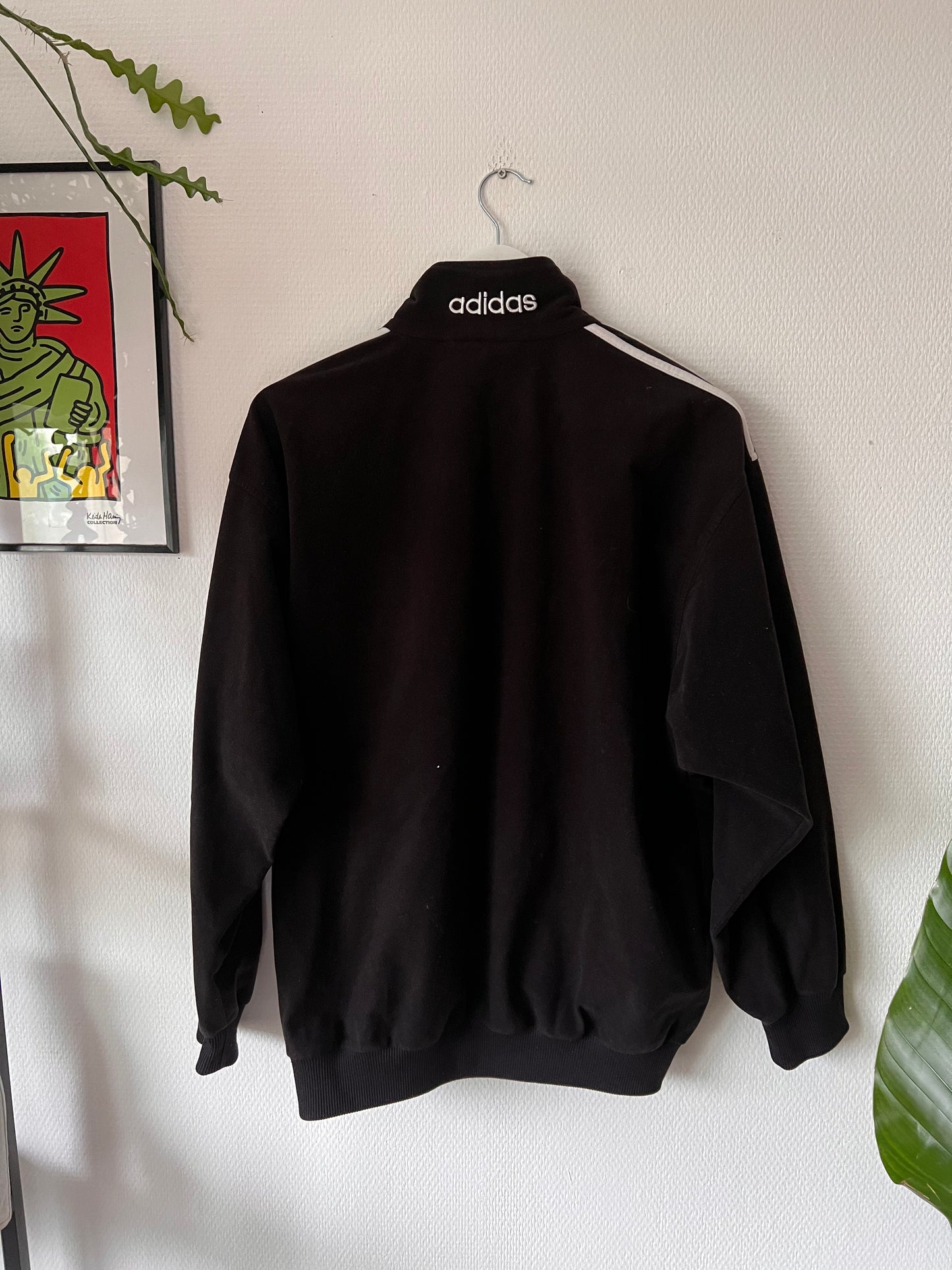 90s Adidas Velour Full Zip Track Jacket Black – Medium