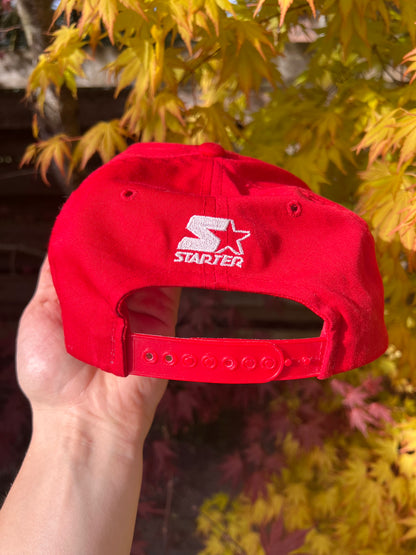 90s Starter Embroidered NBA Atlanta Hawks Snapback Cap Red – One Size