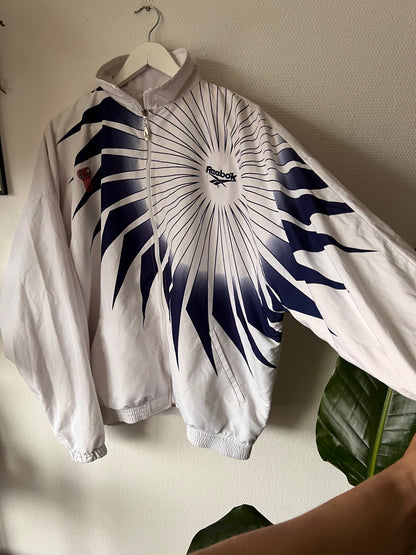 90s Reebok Tennis Allover Sun Inspired Track Jacket White – XLarge