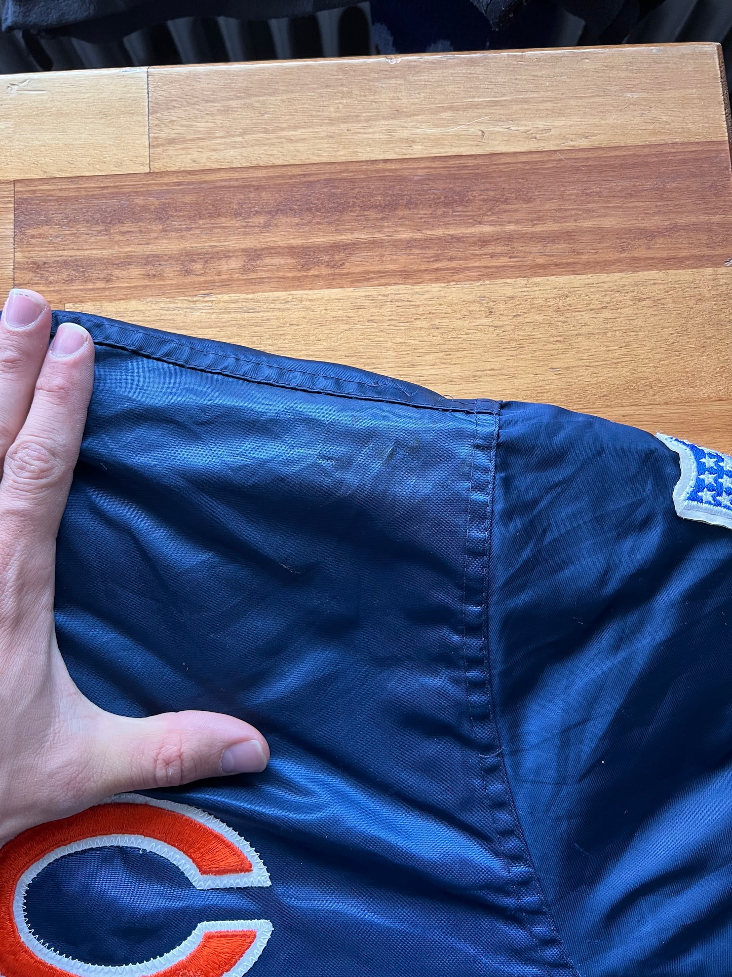 90s Starter NFL Cleveland Cubs Satin Bomber Jacket Navy – Large