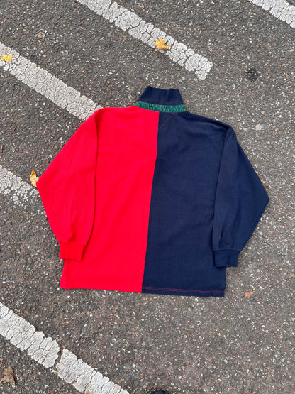 90s Tommy Hilfiger Sailing Split Color Rugby Polo – Large