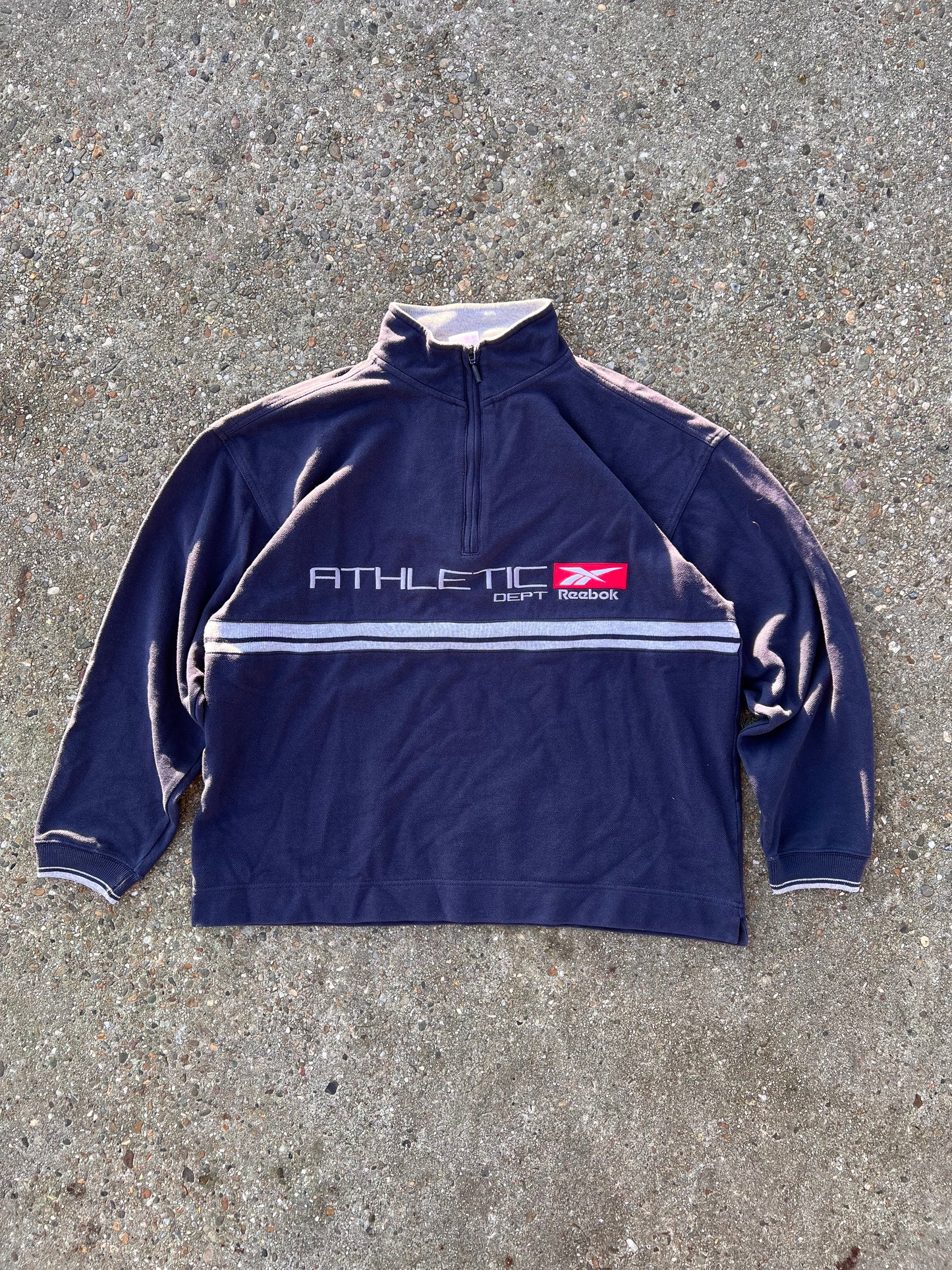 90s Reebok 1/4 Zip Up Big Embroidered Sweatshirt – Medium