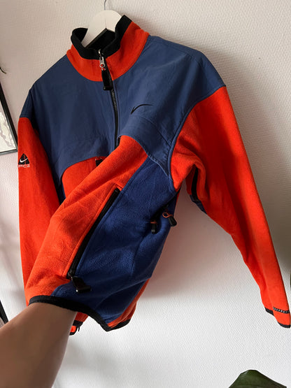 90s Nike ACG 2 Layer Full Zip Tactical Fleece Jacket Orange – Small