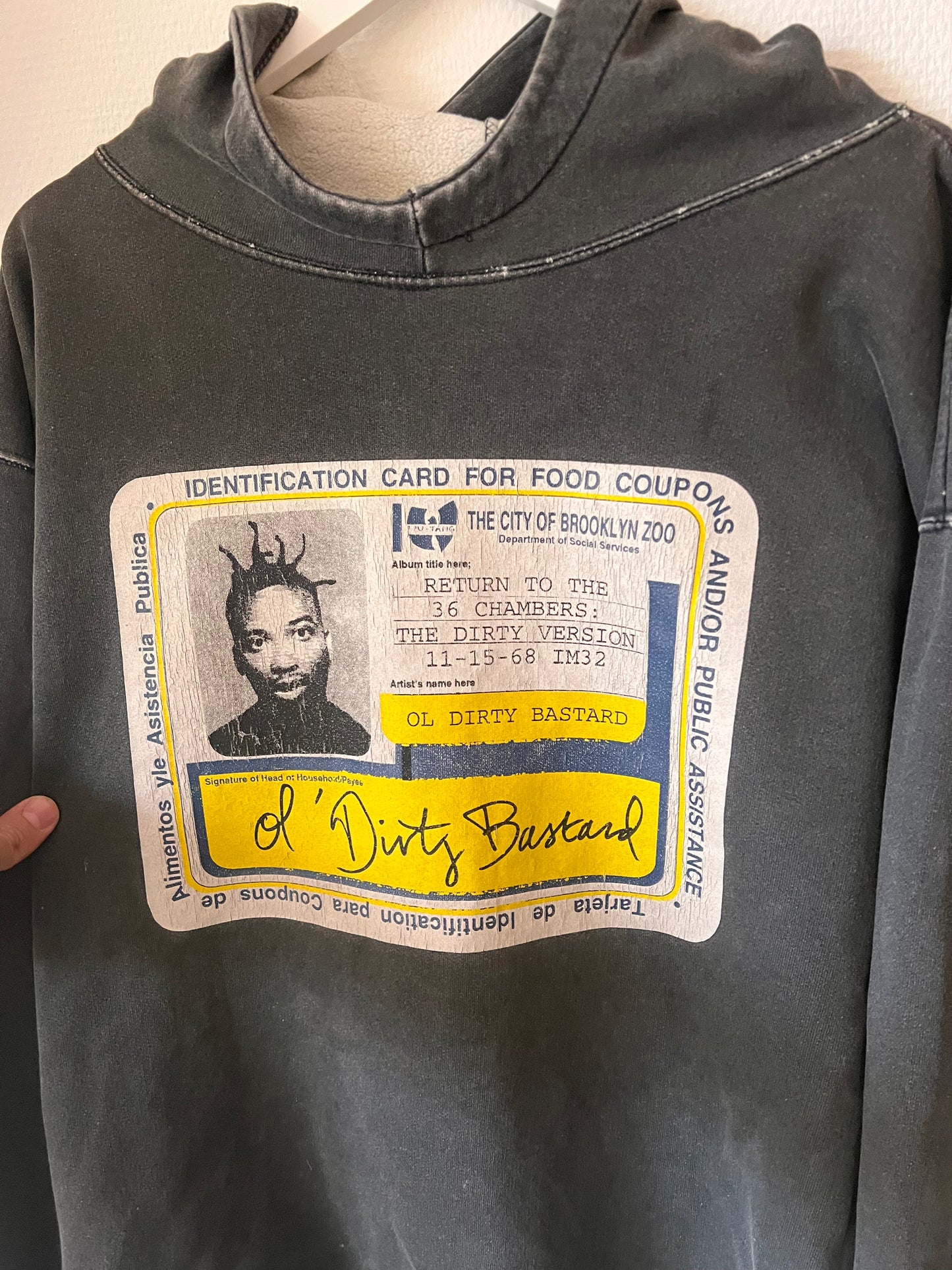 90s Wu Tang Clan Ol' Dirty Bastard ID Hoodie Grey – XLarge