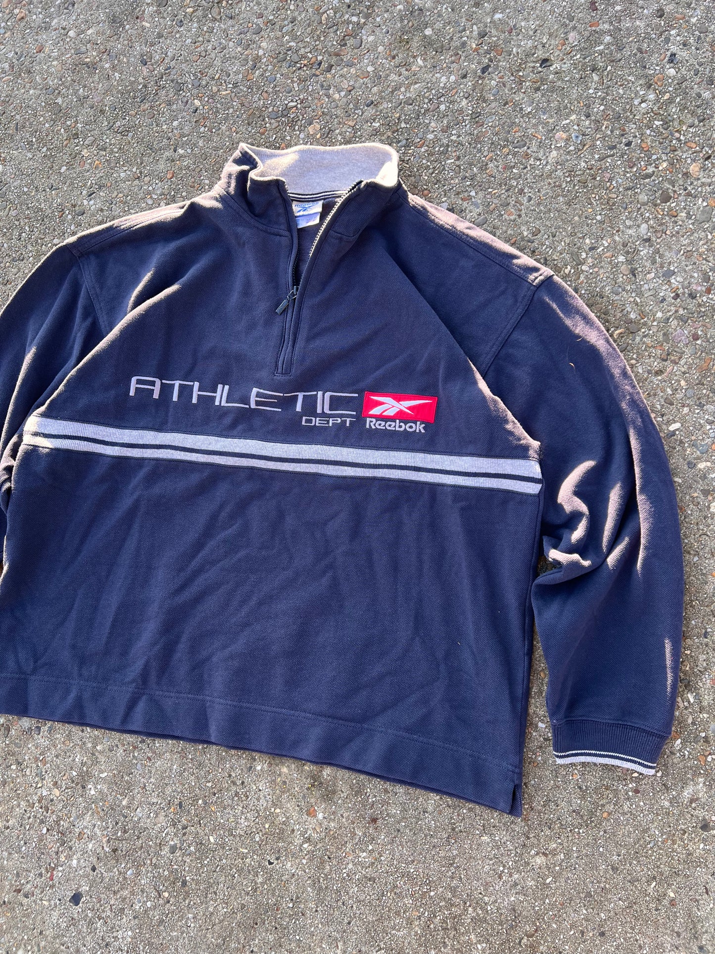 90s Reebok 1/4 Zip Up Big Embroidered Sweatshirt – Medium