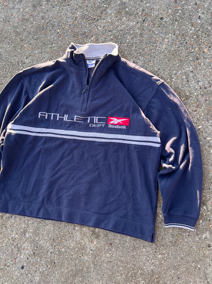 90s Reebok 1/4 Zip Up Big Embroidered Sweatshirt – Medium