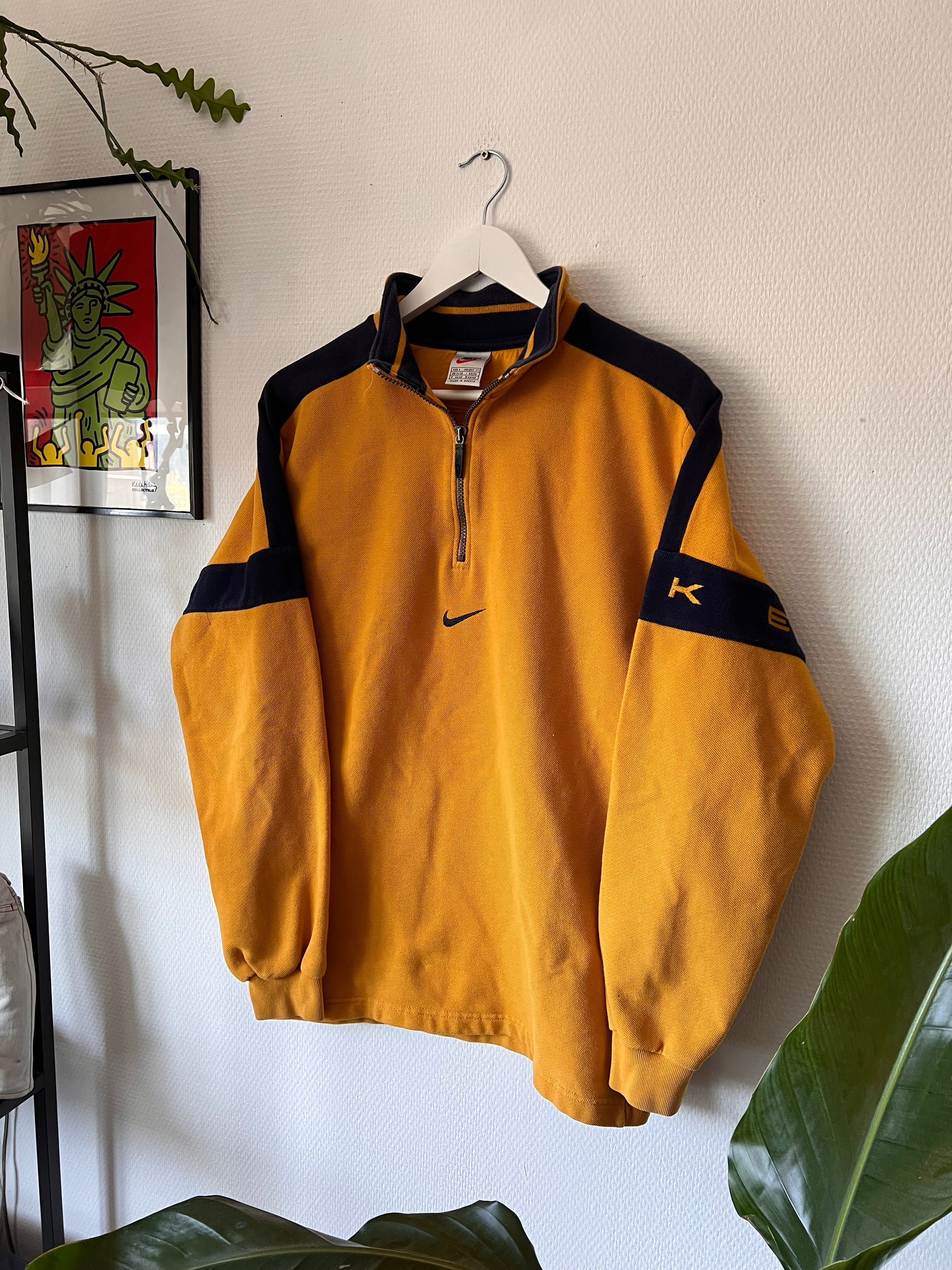 90s Nike Center Logo 1/4 Zip Up Sweatshirt Yellow – XLarge