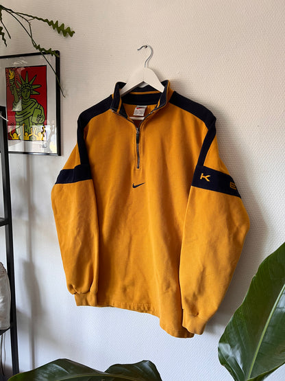 90s Nike Center Logo 1/4 Zip Up Sweatshirt Yellow – XLarge