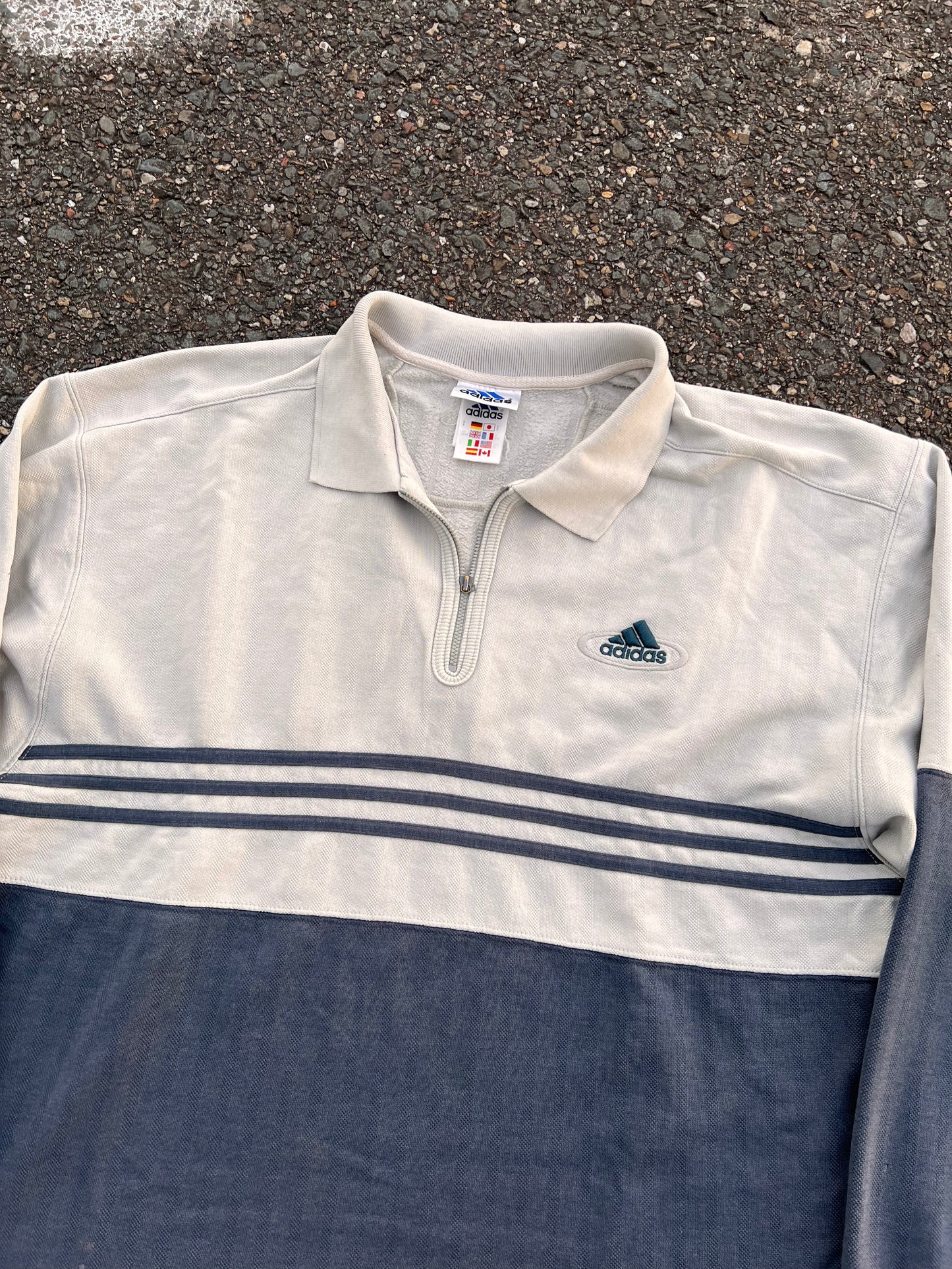 90s Adidas 1/4 Zip Up Multicolor Sweatshirt – Medium