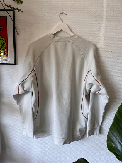 90s Nike Embroidered Y2K Striped Crewneck Sweatshirt Cream – Medium