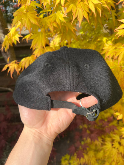 90s Nike Embroidered Big Logo Wool Cap Black – One Size