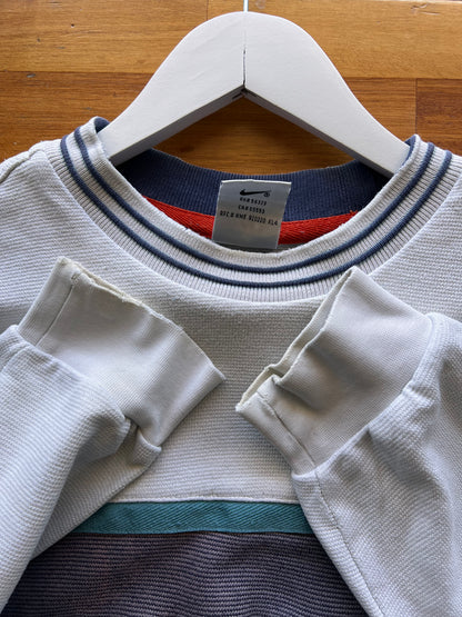 90s Nike Embroidered Big Logo Crewneck Sweatshirt Cream – Small