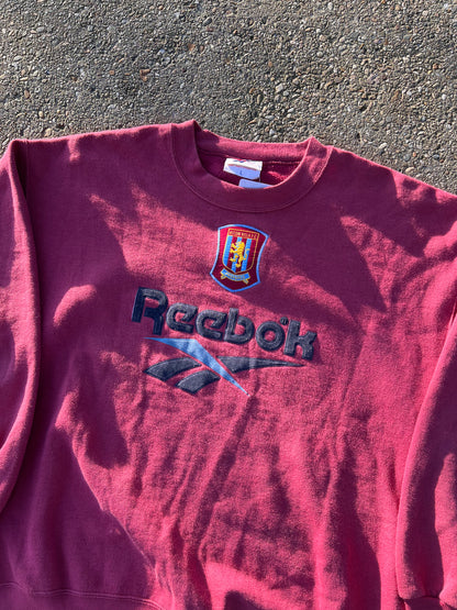 90s Reebok Aston Villa Big Logo Crewneck Sweatshirt – Large