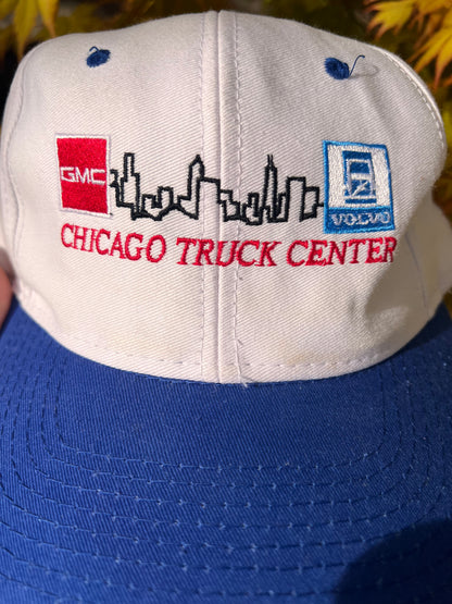 90s Volvo Embroidered Chicago Truck Strapback Cap White – One Size