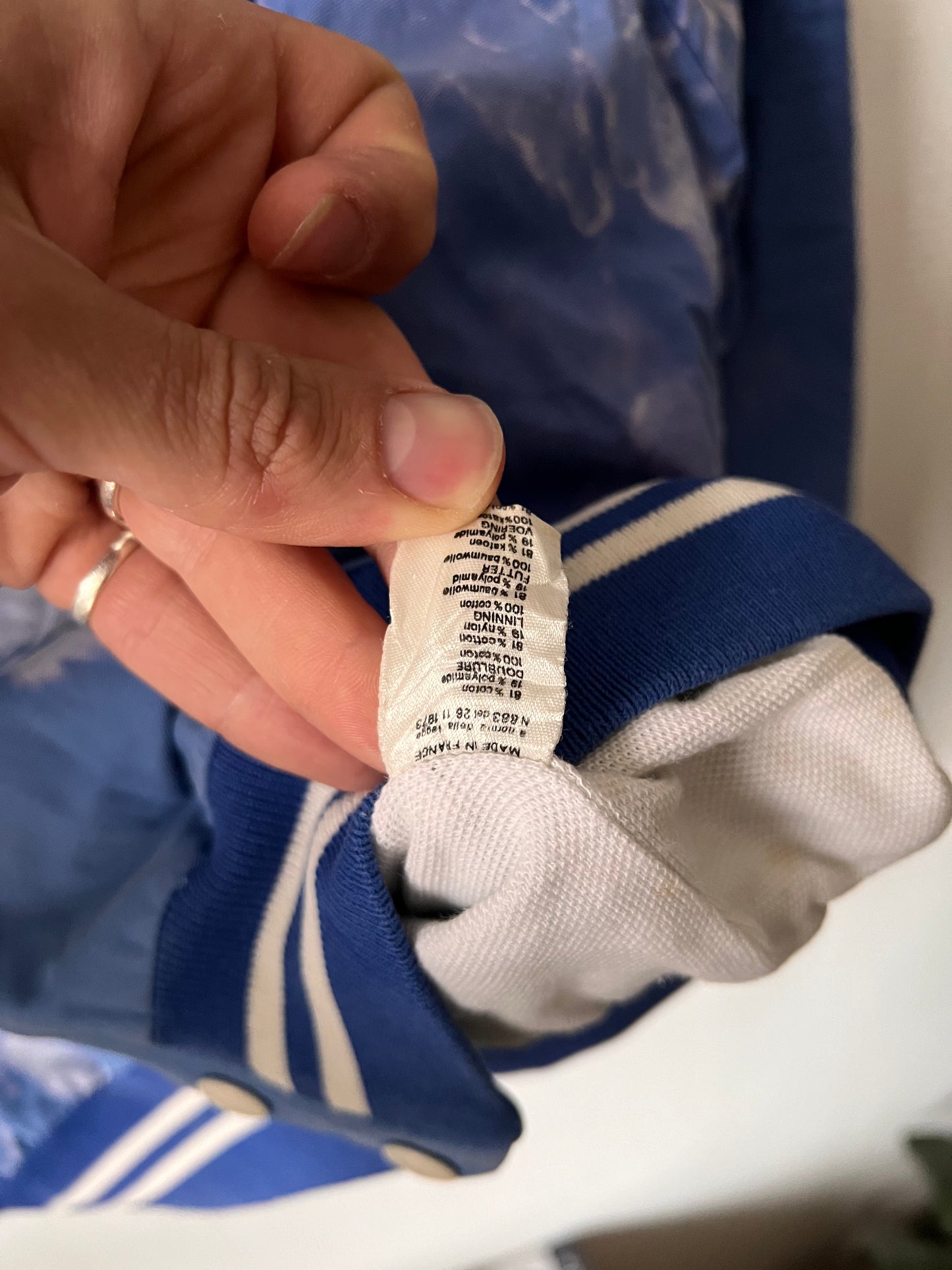 90s Lacoste Cloudy Button Up Baseball Jacket Blue – Large