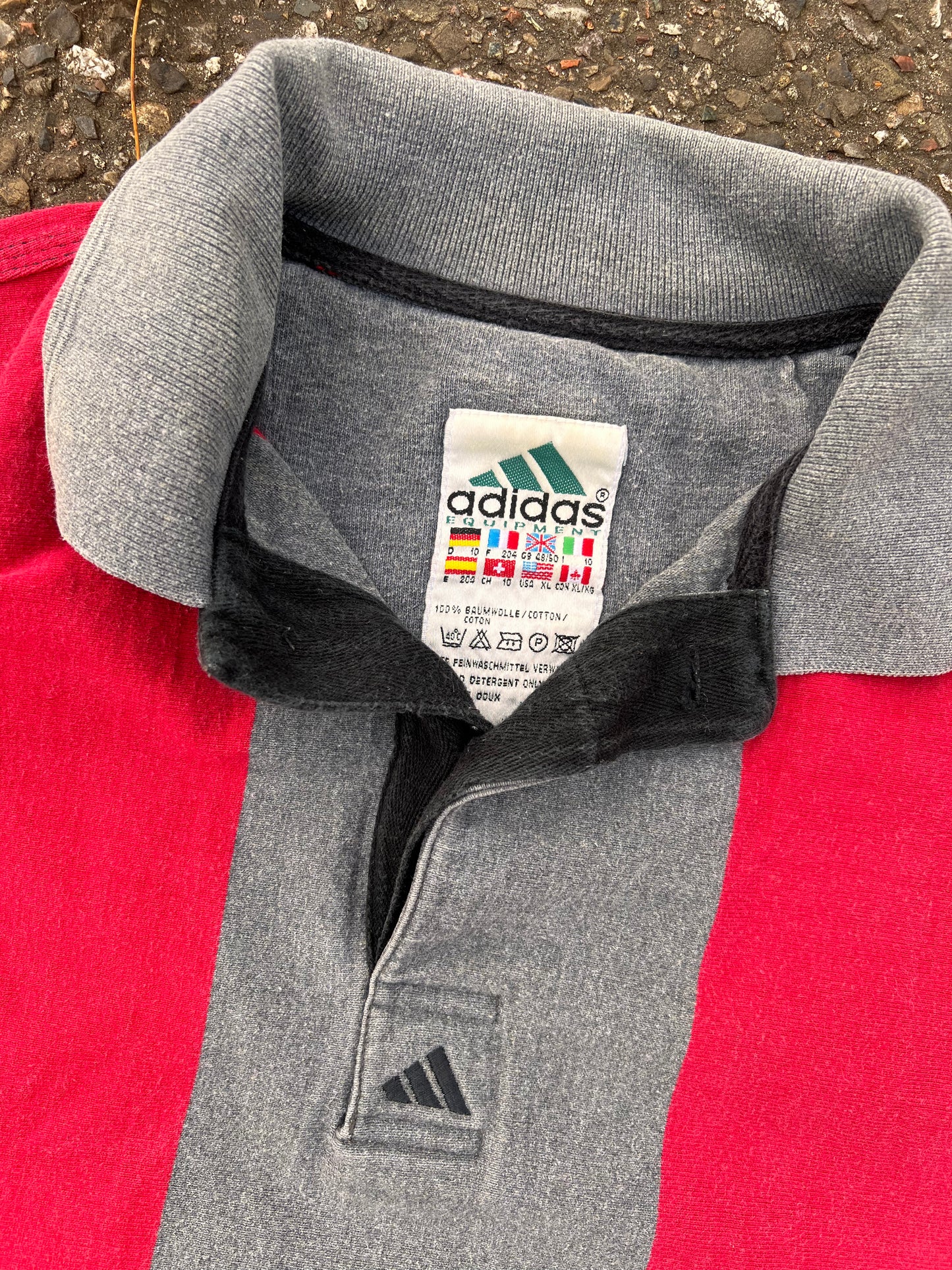 90s Adidas Equipment Longsleeve Striped Rugby Polo – XLarge
