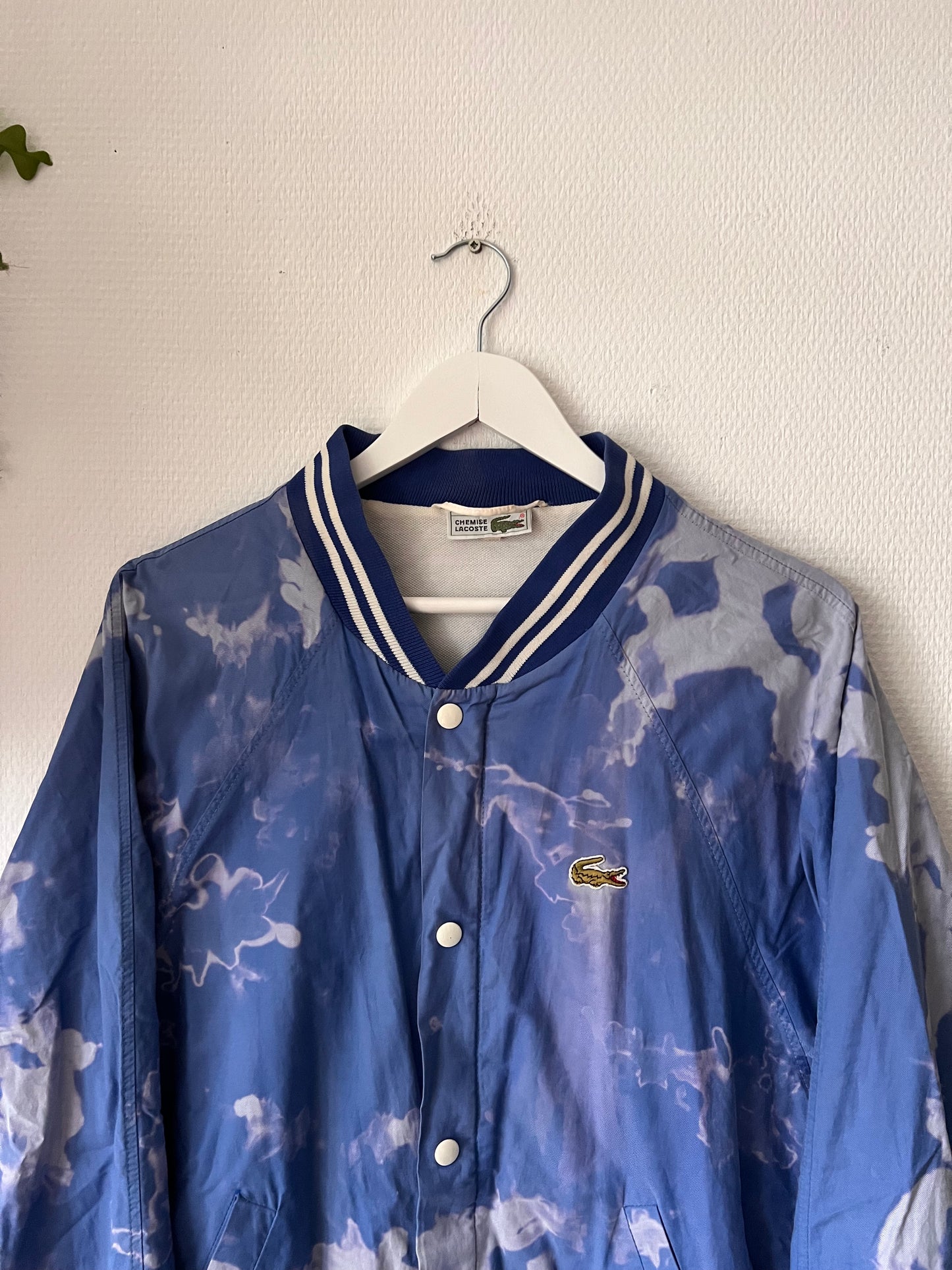 90s Lacoste Cloudy Button Up Baseball Jacket Blue – Large