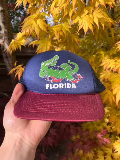 90s Florida Alligator Trucker Strapback Cap Blue – One Size