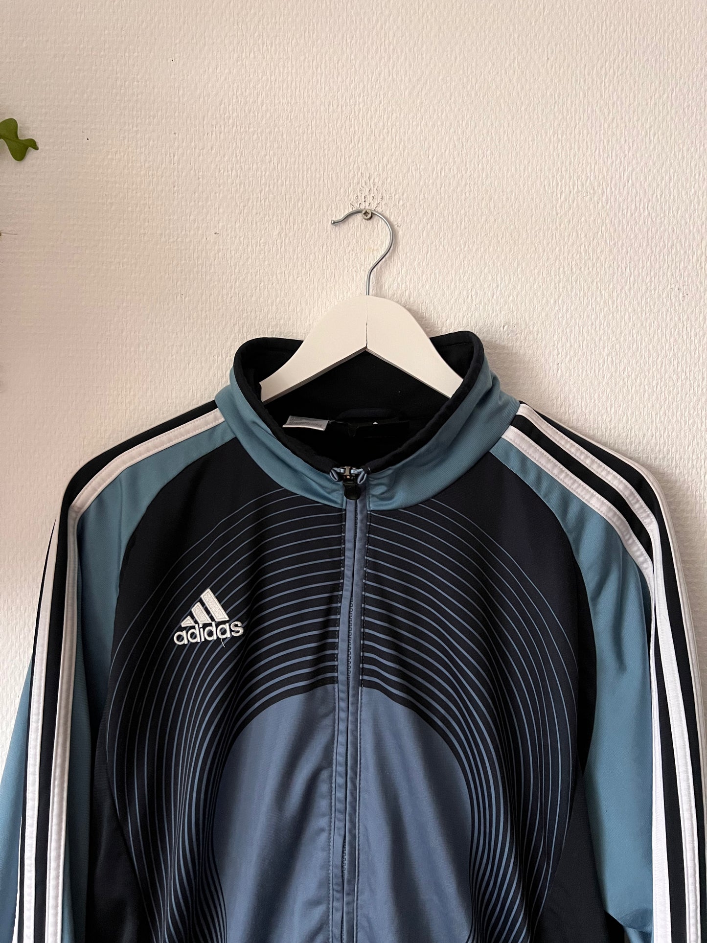 2000s Adidas Football Full Zip Y2K Track Jacket Black – Large