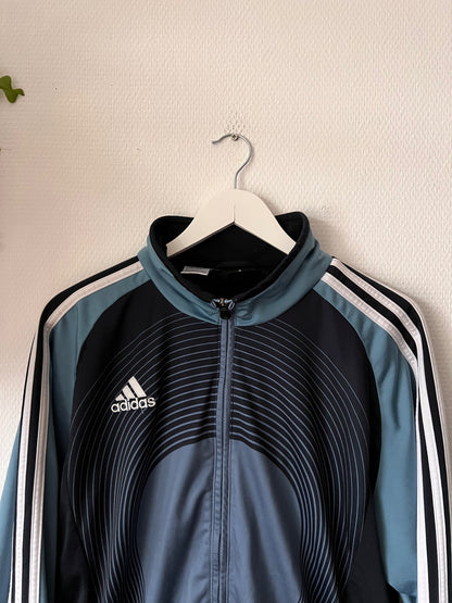 2000s Adidas Football Full Zip Y2K Track Jacket Black – Large