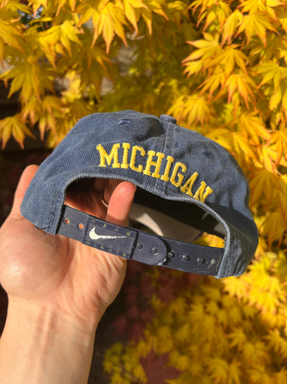 90s Nike Embroidered Michigan Strapback Cap Blue – One Size