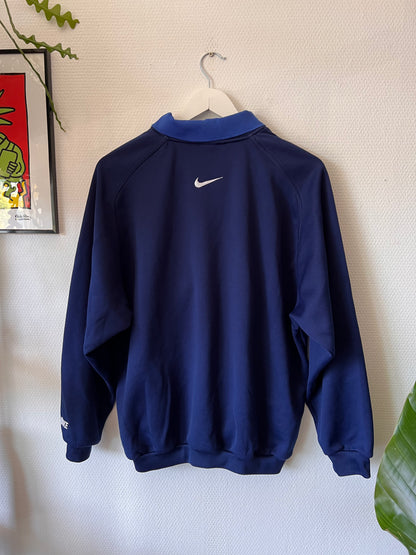 90s Nike Embroidered Big Swoosh 1/4 Zip Up Sweatshirt Navy – Medium