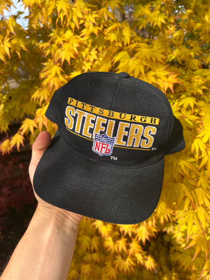 90s Sports Specialties Proline Pittsburgh Steelers NFL Strapback Cap Black – One Size