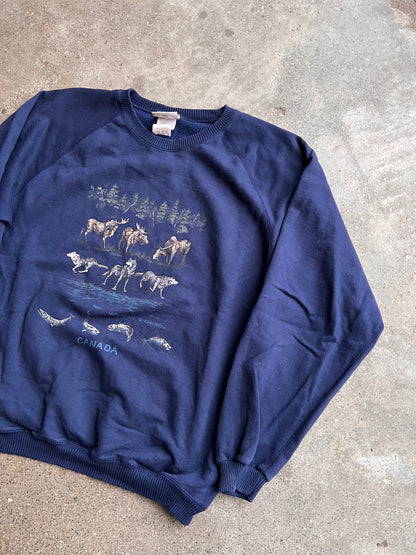 90s Northern Landscape Canada Hunting Crewneck – XLarge