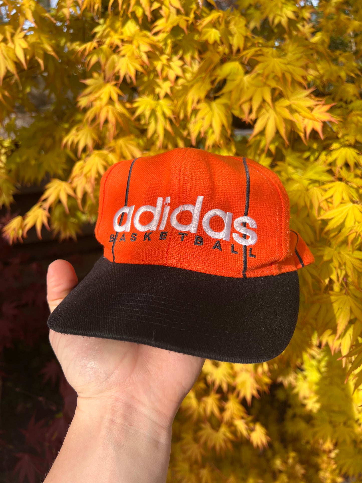 90s Adidas Basketball Snapback Cap Orange – One Size