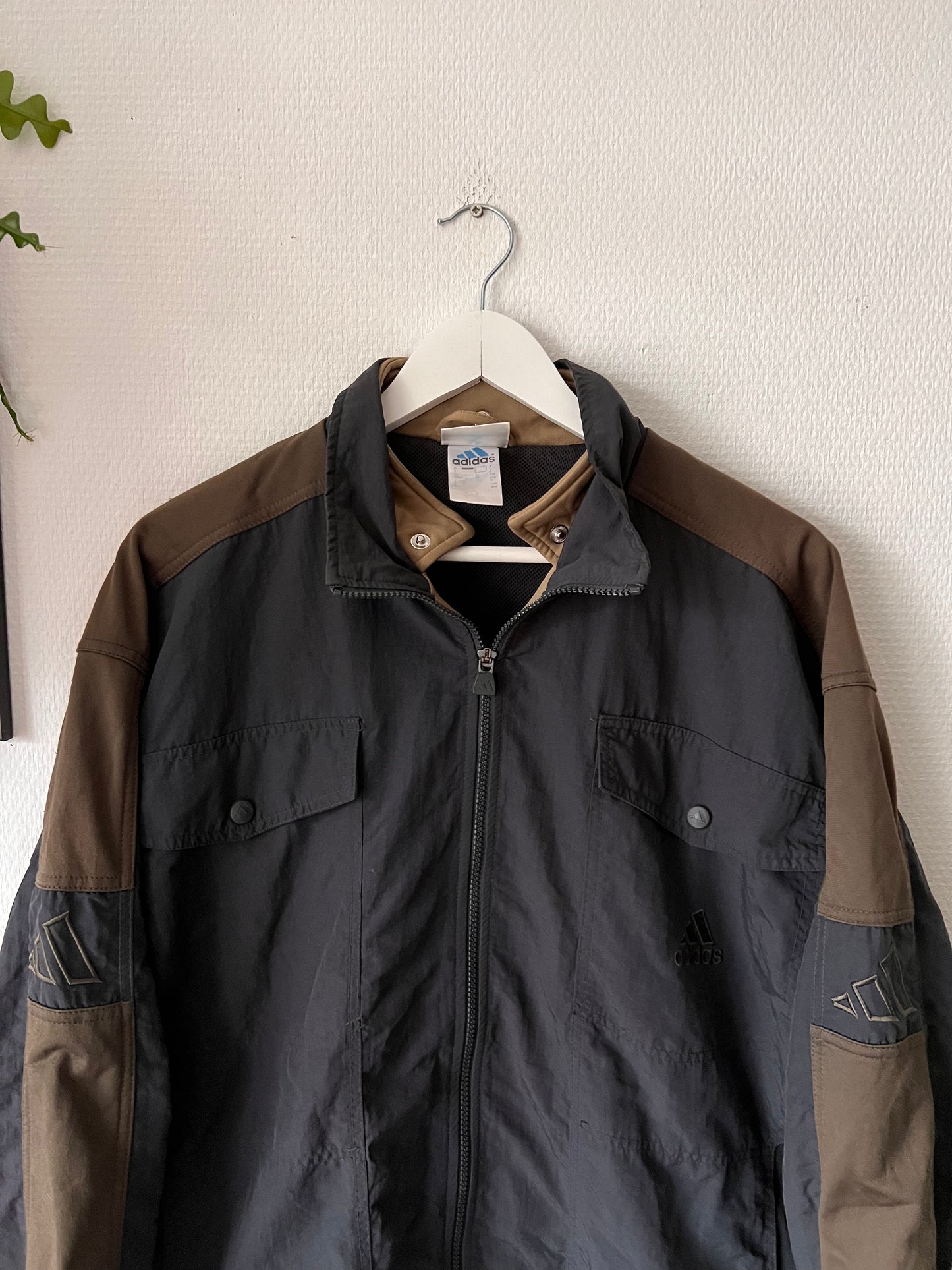90s Adidas Striped Full Zip Outdoor Track Jacket Anthracite – Medium