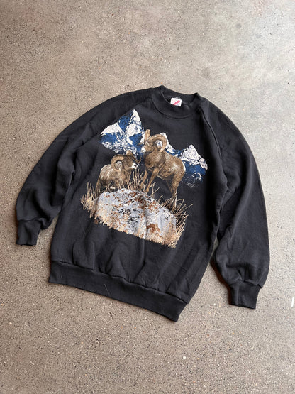90s Mountain Goat Print Crewneck – Small