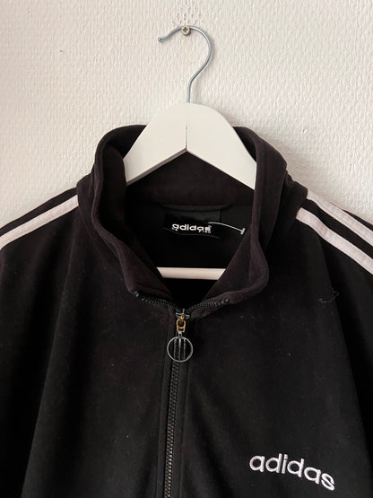 90s Adidas Velour Full Zip Track Jacket Black – Medium