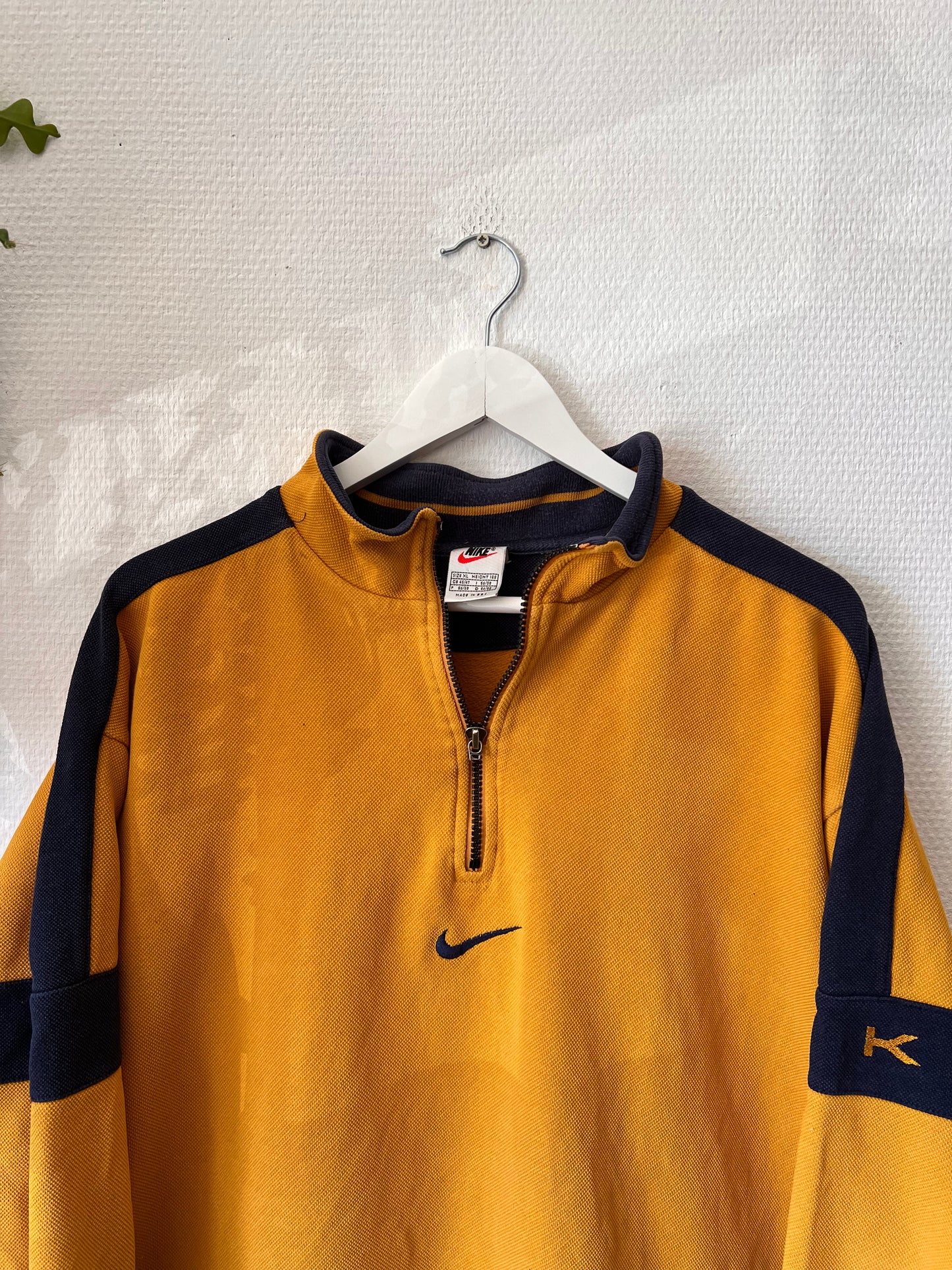 90s Nike Center Logo 1/4 Zip Up Sweatshirt Yellow – XLarge