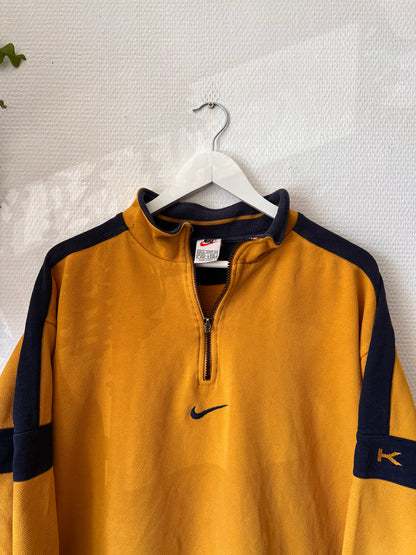 90s Nike Center Logo 1/4 Zip Up Sweatshirt Yellow – XLarge