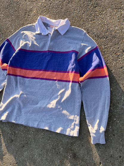90s Rugged Wear Striped Thick Cotton Rugby Polo – Large