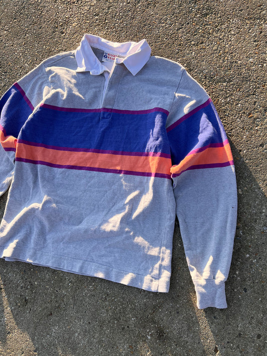 90s Rugged Wear Striped Thick Cotton Rugby Polo – Large