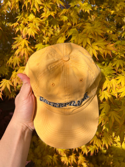 90s Caterpillar Spellout CAT Strapback Cap Yellow – One Size